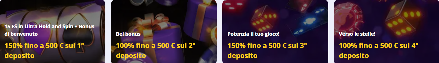 Vetrina dei bonus esclusivi del Casino Stellare